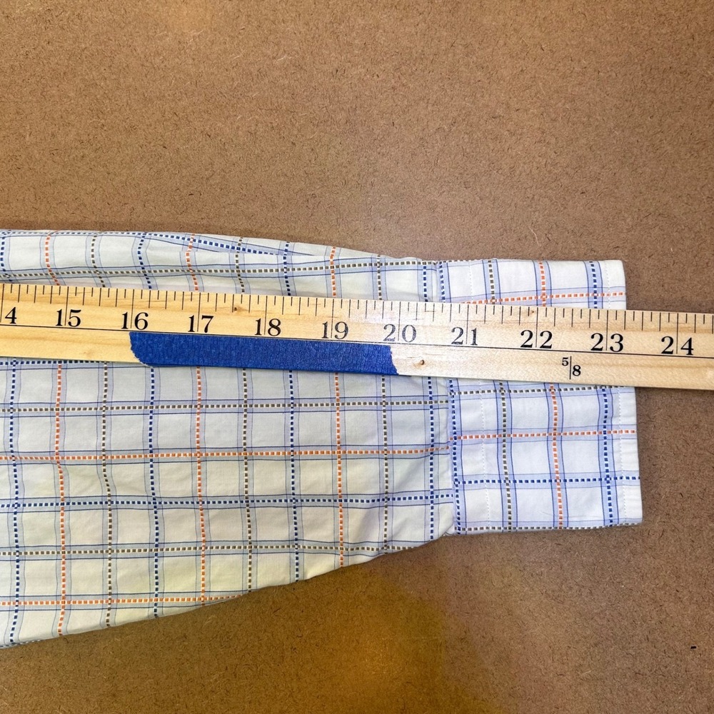 Faconnable Long Sleeve Button Up Shirt USA 100% Cotton Mens 15R White w/Plaid - Picture 11 of 13